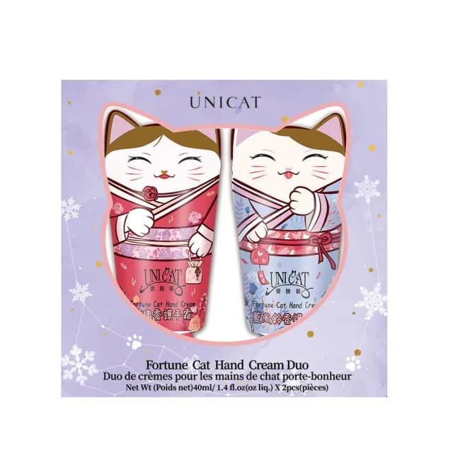 【UNICAT 變臉貓】萌貓護手霜雙重奏禮盒 2入｜送禮推薦(玫瑰+藍風鈴 40ml)