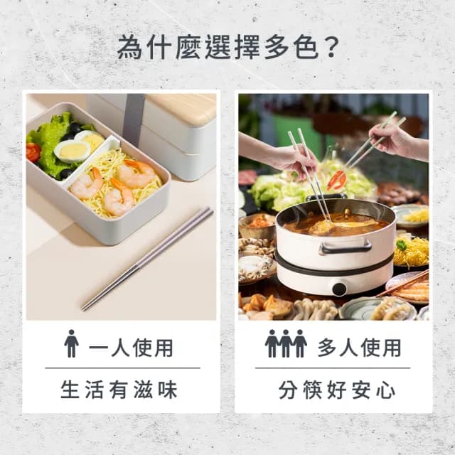 【mo select】享筷 台灣製316不鏽鋼防滑六角筷-24cm/5色入(筷子/匙筷/抗菌/餐具/抗菌餐具/316不鏽鋼)