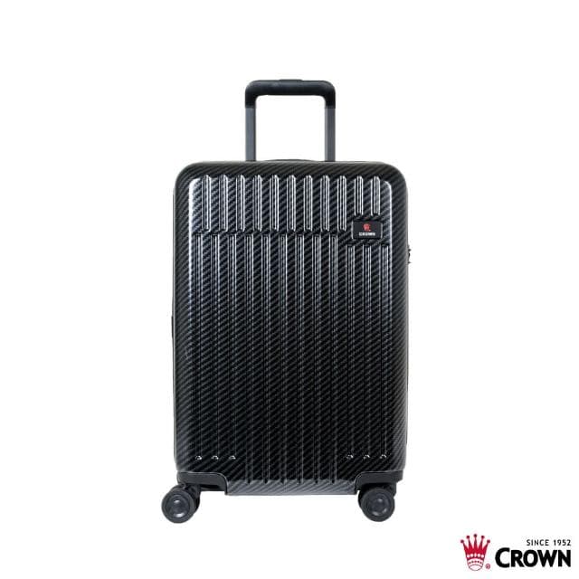 【CROWN 皇冠】雙層防盜拉鍊 行李箱 21吋登機箱(飛機輪 大容量 蓋底2:8輕鬆開)