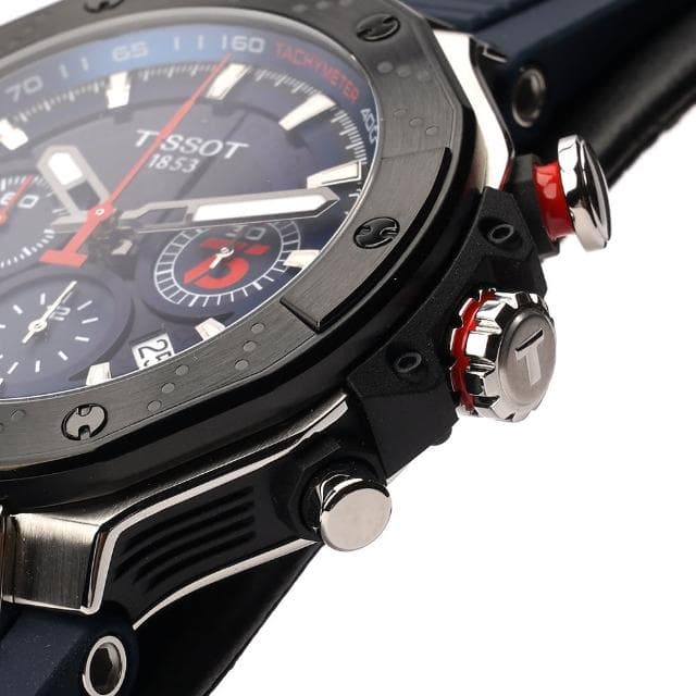 【TISSOT 天梭 官方授權】MOTOGP 75周年限量三眼計時機械錶-45mm 520禮物 送禮(T1414272704100)