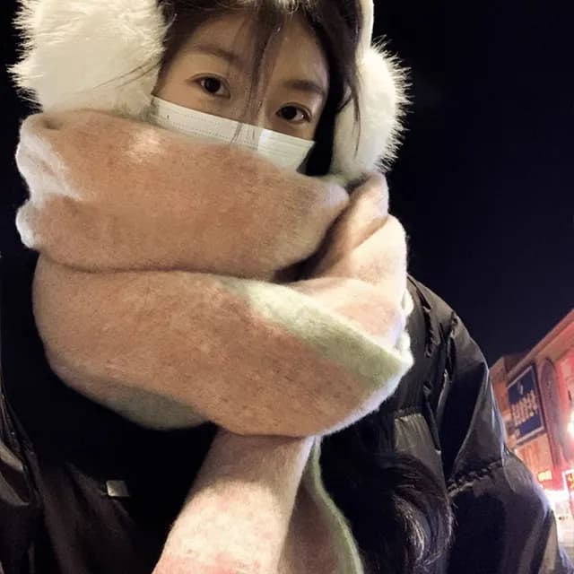 【KT DADA】情人節禮物 保暖圍脖 雙色圍巾 披肩圍巾 圍巾 圍脖 披巾 加厚圍巾 流蘇圍巾 加厚保暖 超親膚 小