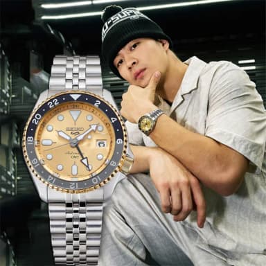 【SEIKO 精工】70週年紀念金龍年 5 Sports GMT機械錶-42.5mm 母親節 送禮 禮物(SSK044K1/4R34-00M0K)