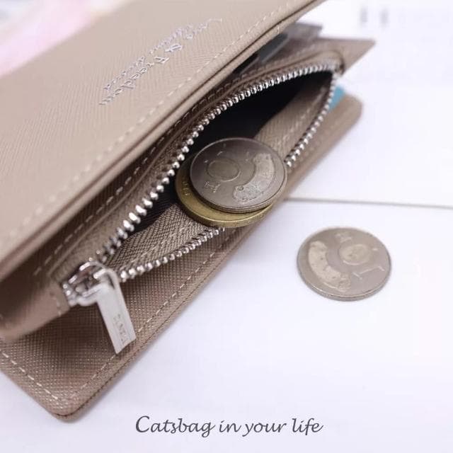 【Catsbag】母親節禮物 雙開式純色對摺中夾 女生錢包 3468