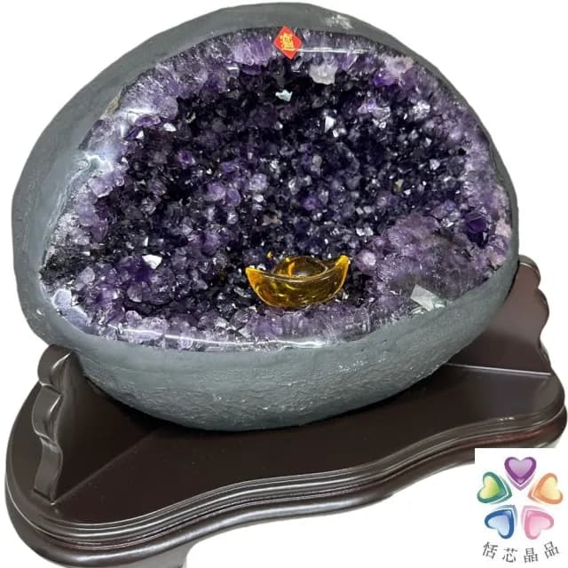 【恬芯晶品】S77精選烏拉圭紫晶洞7.75KG錢袋子(圓洞聚財招財貴人開運風水帝王紫水晶新居禮物補財庫聖誕節)