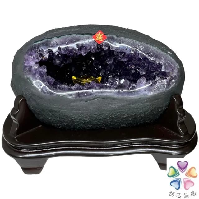 【恬芯晶品】S71精選烏拉圭紫晶洞1.95KG錢袋子(圓洞聚財招財貴人開運風水帝王紫水晶新居禮物補財庫聖誕節)