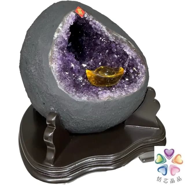 【恬芯晶品】S80精選烏拉圭紫晶洞3.65KG錢袋子(圓洞聚財招財貴人開運風水帝王紫水晶新居禮物補財庫聖誕節)