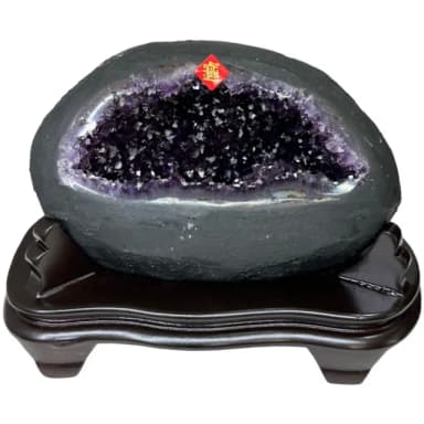 【恬芯晶品】S84精選烏拉圭紫晶洞1.45KG錢袋子(圓洞聚財招財貴人開運風水帝王紫水晶新居禮物補財庫聖誕節)