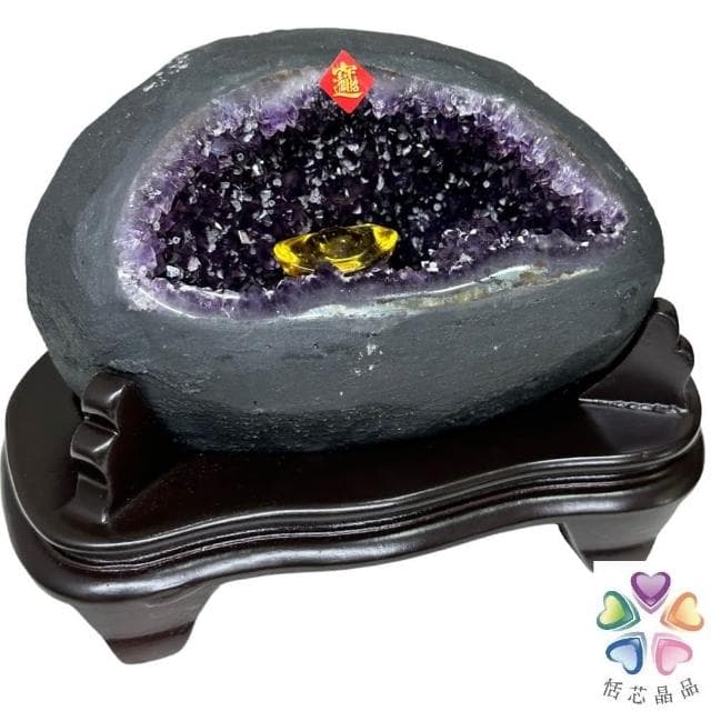 【恬芯晶品】S84精選烏拉圭紫晶洞1.45KG錢袋子(圓洞聚財招財貴人開運風水帝王紫水晶新居禮物補財庫聖誕節)