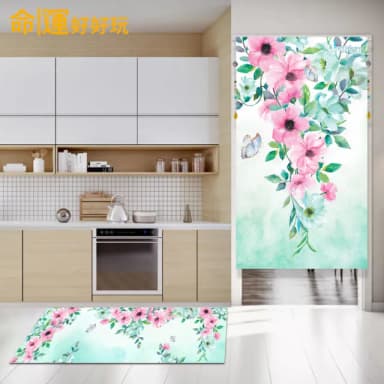 【命運好好玩】春暖舞桃花風水布簾+防水地墊套組(入厝禮)