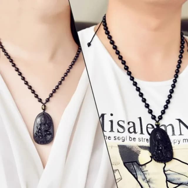 【Penny珮妮】屬龍蛇本命年黑曜石普賢菩薩可調節項鍊(生日禮物/母親節/交換禮物/送女友/送男友/父親節)