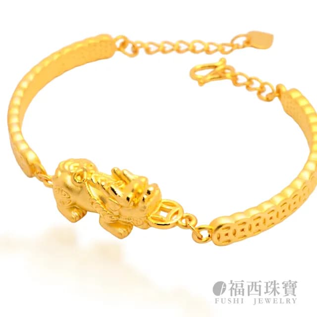 【福西珠寶】雙11黃金手鍊 一排古錢貔貅黃金手環(金重1.93錢正負0.03錢)