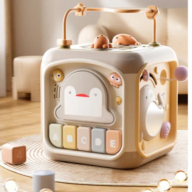 【FUN TOYS 童趣】寶寶玩具六面盒繞珠音樂燈光手拍鼓兒童早期教育益智學習玩具(兒童玩具 聖誕禮物)