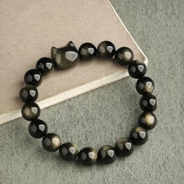 【Penny珮妮】收藏級金曜石貓頭手鍊10mm(母親節禮物/交換禮物/送男友/生日禮物/情人節/送女友/父親節)