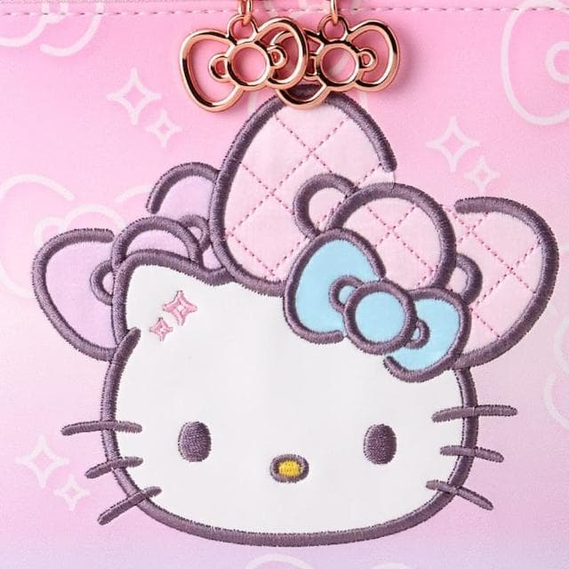 【小禮堂】母親節禮物 Sanrio 三麗鷗 Hello Kitty 皮質手提化妝箱 - 50週年The Fashionable Ribbons(平輸品