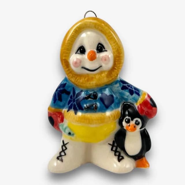 【SOLO 波蘭陶】波蘭製 Phoenix 波蘭陶 雪人和企鵝擺飾 裝飾 聖誕節 禮物