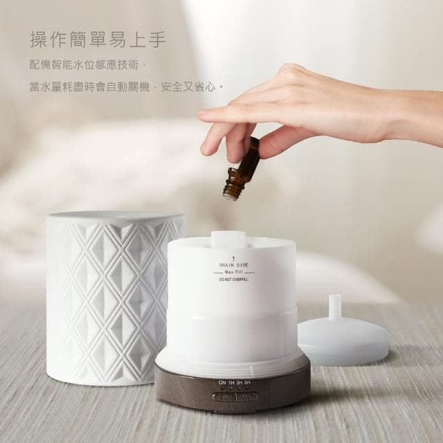 【Earnest Living】菱形陶瓷水氧機 250ml(加濕器/薰香機/香氛機/精油燈/水氧機)