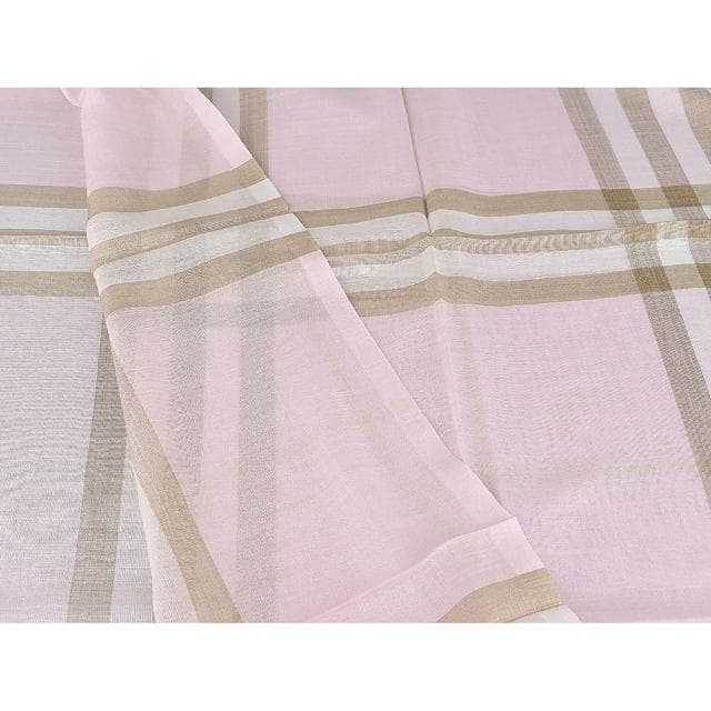 【BURBERRY 巴寶莉】BURBERRY布標黑字LOGO羊毛混絲經典格紋披肩/圍巾(雪花石膏粉紅)