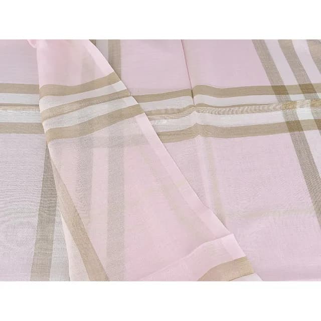 【BURBERRY 巴寶莉】BURBERRY布標黑字LOGO羊毛混絲經典格紋披肩/圍巾(雪花石膏粉紅)