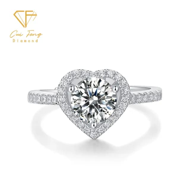 【CF鑽飾】戒指 莫桑鑽《微鑲真心》(1克拉 雙11限定  女戒 鑽戒 禮物 求婚 生日)