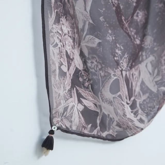 【Nature My Body】情人節禮物 七夕 印度棕色喬其紗印染圍巾