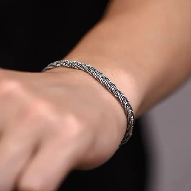 【MoonDy】父親節禮物 925純銀 手工編織 手鍊 手鐲 通體純銀 飾品 簡約 手環 手飾 小眾設計 男女通用 復古