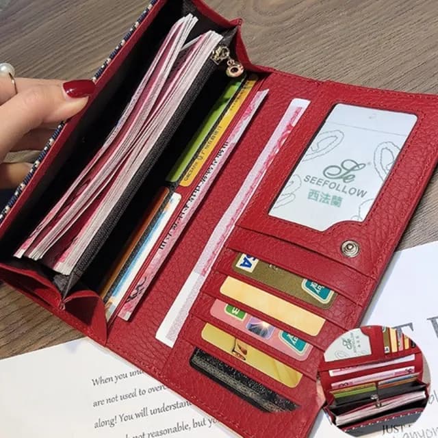 【LEEHER】雙11  長夾女/牛皮夾/精品錢包/招財錢包/帆布長夾/長款錢包/千鳥紋包包/皮