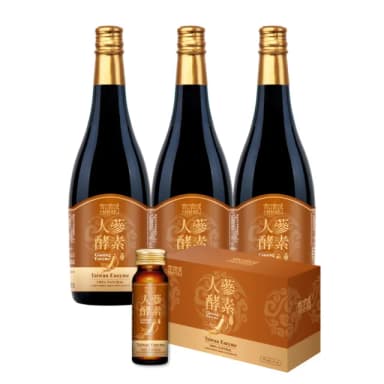 【宜日宜酵】人蔘酵素液750ml*3瓶+隨身瓶30ml/6瓶*1盒(紅白雙蔘、調整體質、滋補養身、佳聯)