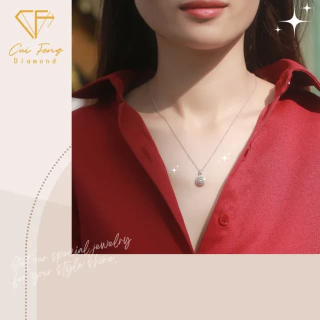 【CF鑽飾】項鍊 莫桑鑽《公主圓包》(1克拉  鑽石 項鏈  聖誕 交換禮物 生日)