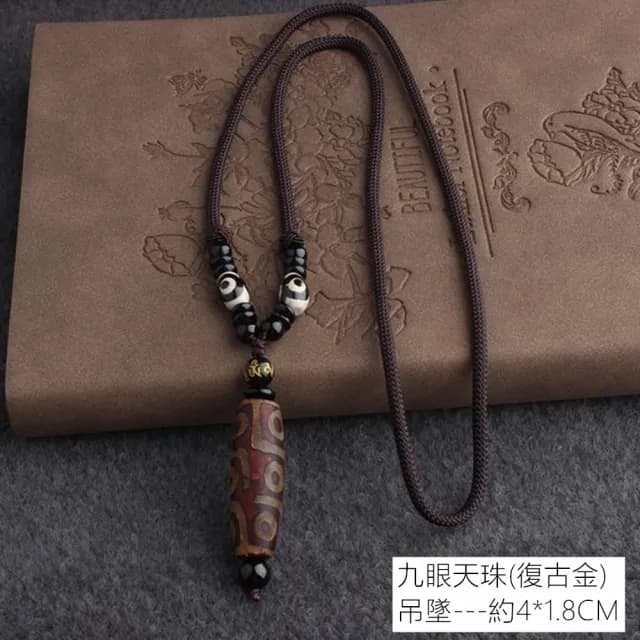 【Penny珮妮】復古六字真言九眼天珠項鍊毛衣鍊2款可選(交換禮物 父親節 母親節 情人節 生日禮 尾牙 新年)