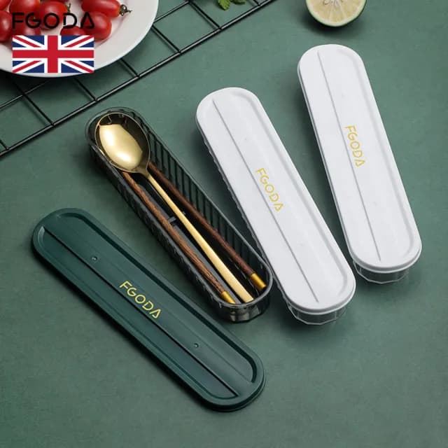 【英國FGODA】輕奢風便攜環保餐具筷匙組附盒-2色套組(環保餐具/隨身餐具/旅行餐具套)