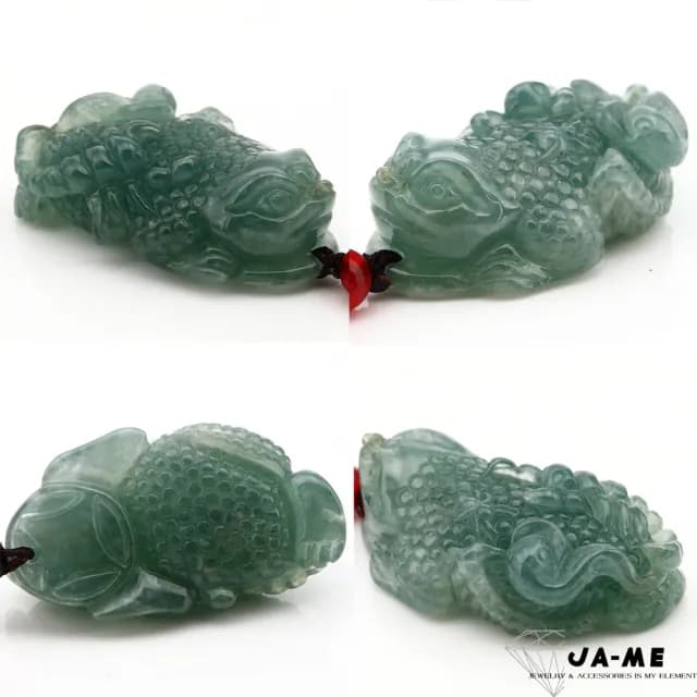 【JA-ME】天然A貨翡翠冰種藍水五毒招財避邪玉墜(77購物節/禮物/現貨)