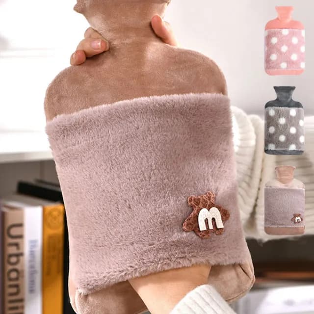 【TLYS-J】插手設計注水暖水袋 2000ml 卡通毛絨暖手袋 熱敷袋 暖手寶 暖暖包 暖寶寶 冰敷袋(可拆洗布套)