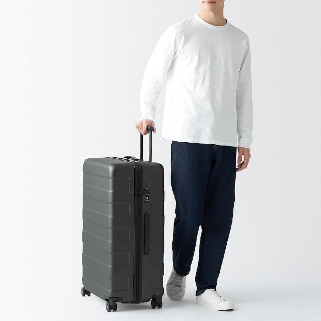 【MUJI 無印良品】四輪硬殼止滑拉桿箱105L(灰色)