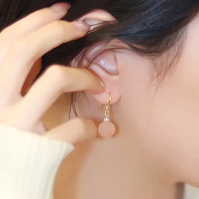 【MoonDy】情人節禮物 蓮花珠 耳環女 耳勾 南紅瑪瑙 小眾設計 新中式 高級感 穿搭 配飾 小禮物 珍珠耳環 造