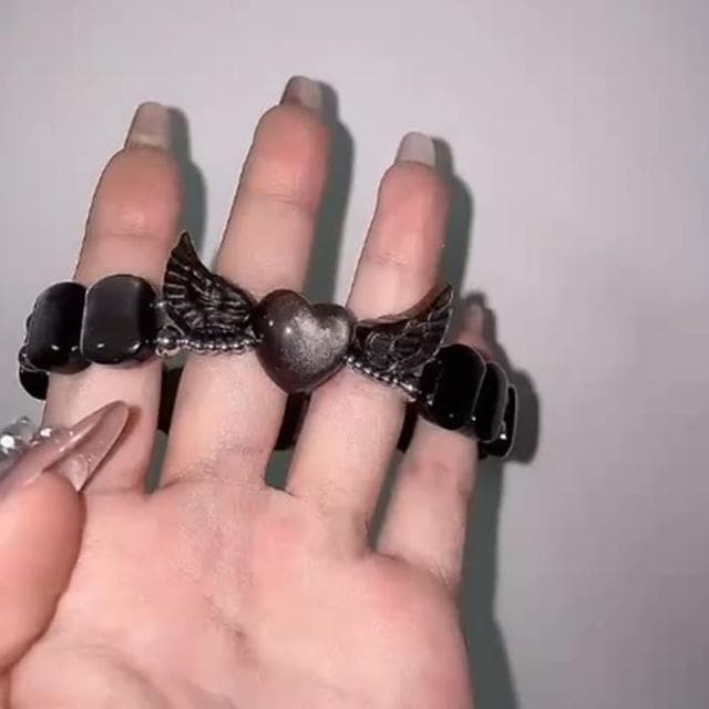 【Penny珮妮】貓眼銀曜石愛心翅膀手鍊手排(情人節禮物 交換禮物 母親節禮物 生日禮物 送女友 尾牙)