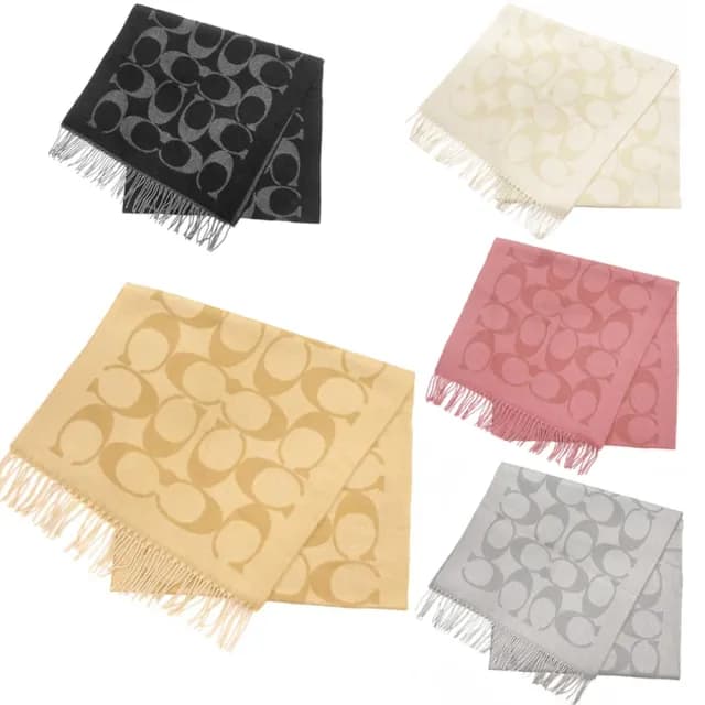 【COACH】滿版LOGO喀什米爾羊毛大款披肩圍巾(5色)