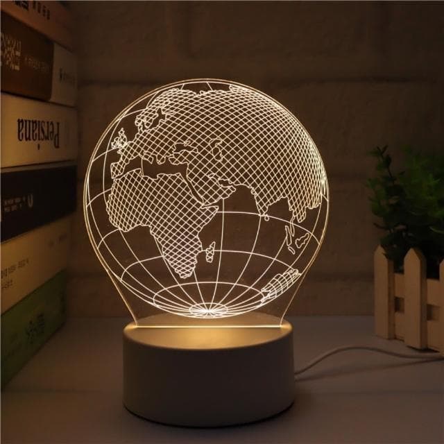 【A-ONE 匯旺】3D雕刻壓克力夜燈 地球 小夜燈 LED底座 臥室燈 生日禮物 聖誕節