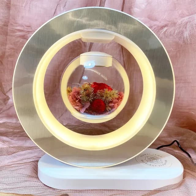 【OSTARA FLORIST 奧斯塔拉花藝】新色 永生花懸浮檯燈含藍芽音響及無線充電(永生花、居家生活、節日送禮)