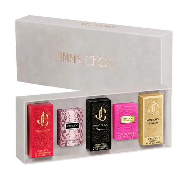 【JIMMY CHOO】迷你香氛組4.5mlX5(熾愛同名/同名/熾愛永恆/閃耀熱戀/熾愛金迷淡香精.專櫃公司貨)