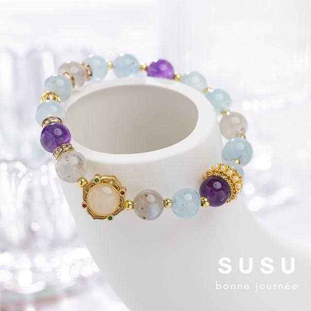 【SU SU】雲海水晶手鍊(月光石 海藍寶 紫水晶 事業運 招財 轉運 能量 防小人 送禮 推薦)