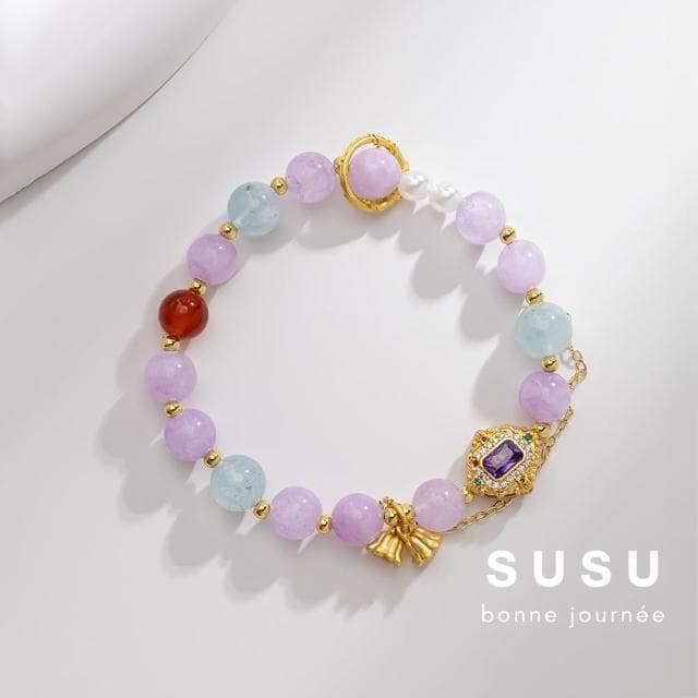 【SU SU】煙雨水晶手鍊(薰衣草紫水晶 紅瑪瑙 海藍寶 事業運 招財 轉運 能量 防小人 送禮 推薦)