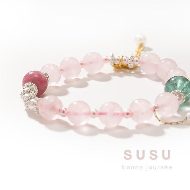 【SU SU】童話水晶手鍊(綠螢石 粉水晶 粉碧璽 事業運 招財 轉運 能量 防小人 送禮 推薦)