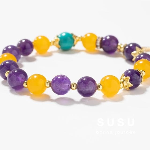 【SU SU】花樣水晶手鍊(紫水晶 綠松石 黃玉髓 事業運 招財 轉運 能量 防小人 送禮 推薦)