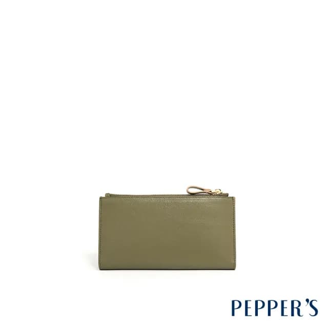 【PEPPER’S】情人節禮物 GOLD 羊皮撞色長夾 - 午夜藍/沼綠色(長夾 真皮包包 牛皮 女夾)