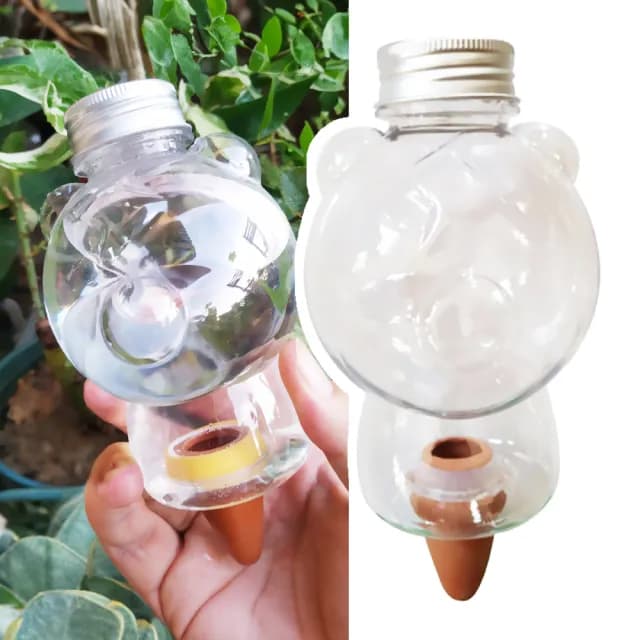 【一次8天】透明小熊滲透澆花器-2入組(植物盆栽 自動滴水器 懶綠植造景 外出 園藝 多肉 佈置 可視水位)