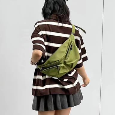 【LEEHER】大容量單肩包/包包/斜背包/尼龍包包/工裝包/軍綠色包包/黑色包包/生日禮物/水餃包/ho