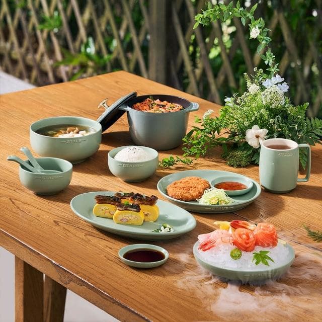 【法國Staub】自然秘境陶瓷餐碗盤餐具10件組-豆沙粉/莫蘭迪綠/檸檬黃3色任選(德國雙人牌集團官方直營)