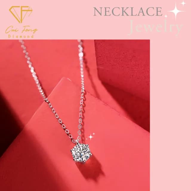 【CF鑽飾】項鍊 莫桑鑽《簡約六爪》(1克拉 雙11限定  鑽石 項鏈 聖誕 交換禮物 生日 求婚)