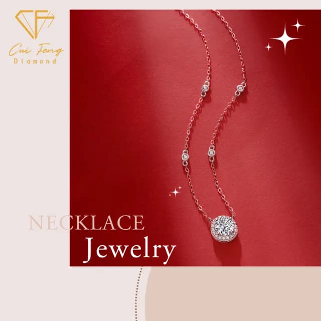 【CF鑽飾】項鍊 莫桑鑽《點點星光》(1克拉 雙11限定 鑽石 項鏈  聖誕 交換禮物 求婚 生日)