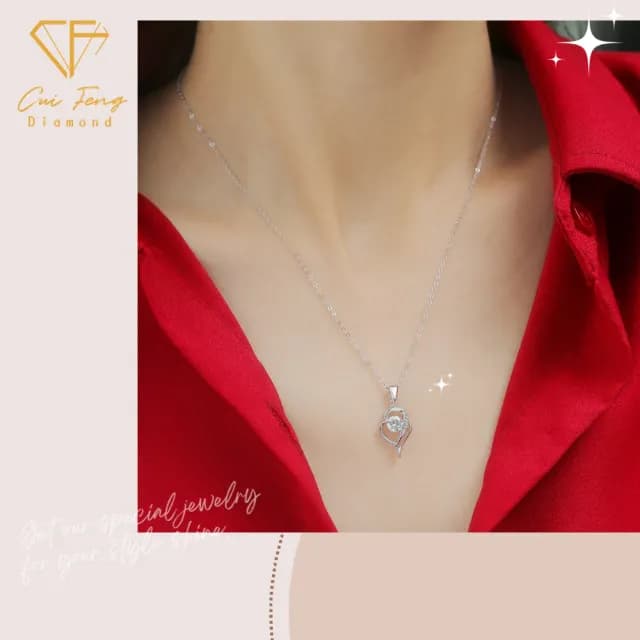 【CF鑽飾】項鍊 莫桑鑽《心弦》(50分 雙11限定 鑽石 項鏈 聖誕 交換禮物求婚 生日)